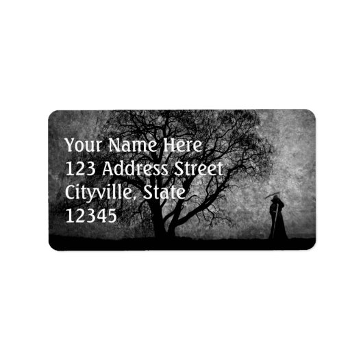 Fallende grimmige Sensenmann Urkunst Grenzen zwisc Adressaufkleber (Vorne)