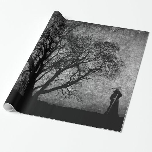 Fallende grimmige Sensenmann Urkunst Grenzen zwisc Geschenkpapier (Ungerollt)