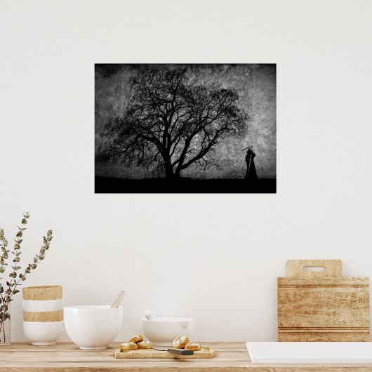 Fallende grimmige Sensenmann Urkunst Grenzen zwisc Poster (Küche)