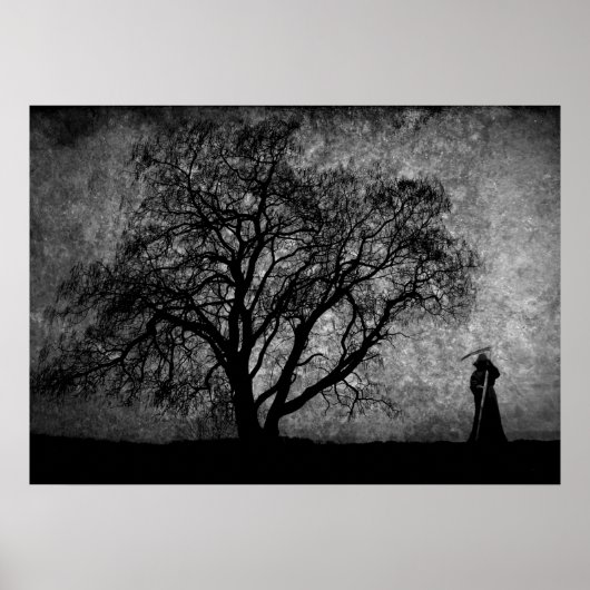 Fallende grimmige Sensenmann Urkunst Grenzen zwisc Poster (Vorne)