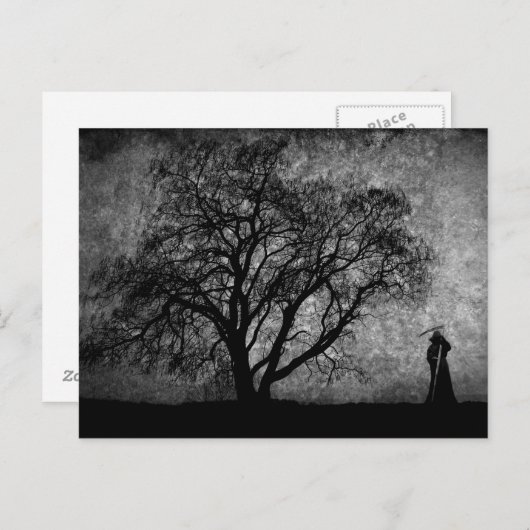 Fallende grimmige Sensenmann Urkunst Grenzen zwisc Postkarte (Vorne/Hinten)