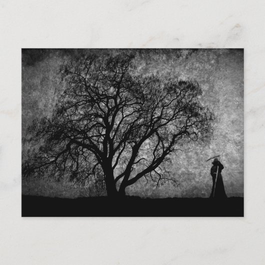 Fallende grimmige Sensenmann Urkunst Grenzen zwisc Postkarte (Vorderseite)