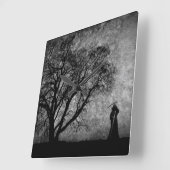 Fallende grimmige Sensenmann Urkunst Grenzen zwisc Quadratische Wanduhr (Winkel)