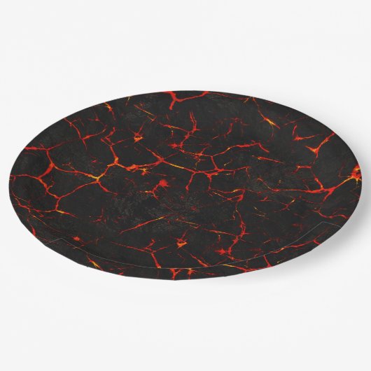 Fallende heiße Lava Pappteller (Schrägansicht)