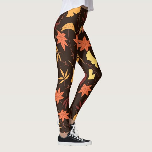 Fallende Herbstausbrüche hinterlassen Leggings (Rechts)