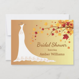 Fallende Herbstblätter, Hochzeitskleid-Brautparty Einladung