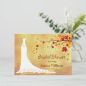 Fallende Herbstblätter, Hochzeitskleid-Brautparty Einladung (Stehend Vorderseite)