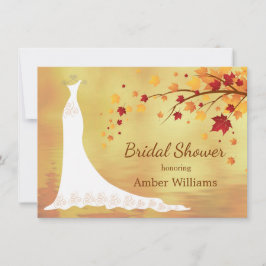 Fallende Herbstblätter, Hochzeitskleid-Brautparty Einladung