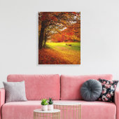 Fallende Herbstgänge auf dem Wanderweg Leinwanddruck (Insitu (Wohnzimmer))