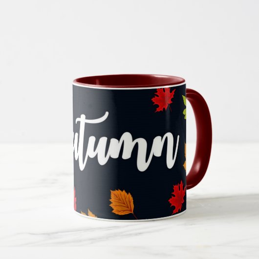 Fallende Herbstleaves rot-gelb Tasse (VorderseiteRechts)