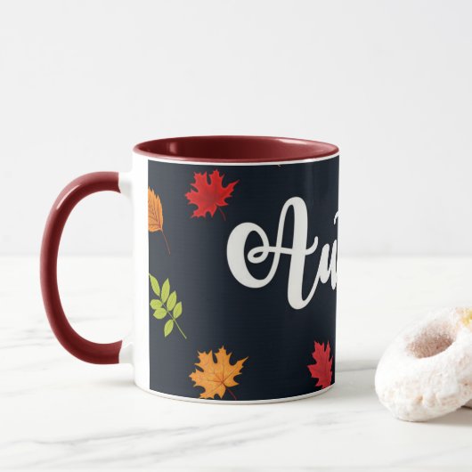 Fallende Herbstleaves rot-gelb Tasse (Mit Donut)
