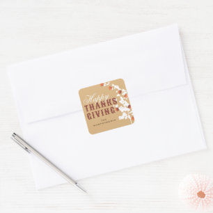 Fallende Herbstmaple-Blätter glücklich Thanksgivin Quadratischer Aufkleber