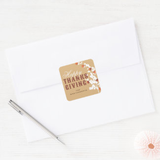Fallende Herbstmaple-Blätter glücklich Thanksgivin Quadratischer Aufkleber