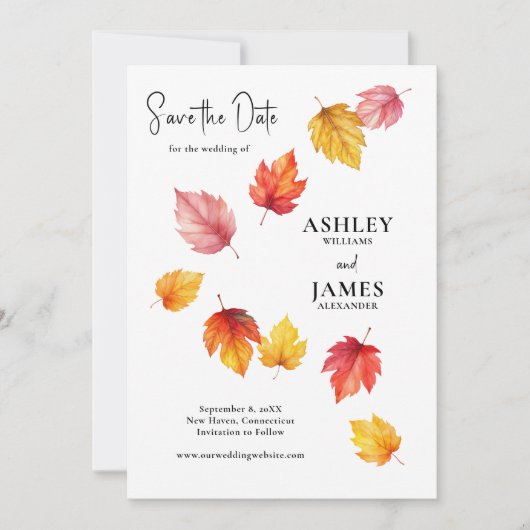 Fallende Herbstrückgänge, Hochzeit im Herbst Save Einladung (Vorderseite)