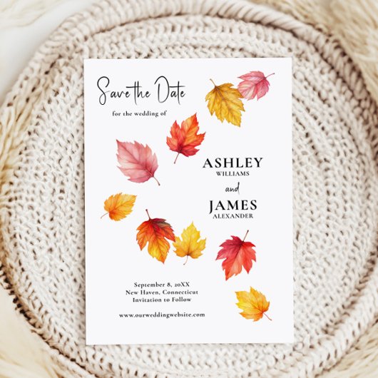 Fallende Herbstrückgänge, Hochzeit im Herbst Save  Einladung