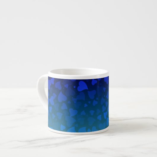 Fallende Herzen blau Espressotasse (Vorderseite Links)