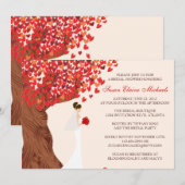 Fallende Herzen Eichenbaum Brautparty Einladung (Vorne/Hinten)