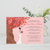 Fallende Herzen Eichenbaum Fall Brautparty Einladung (Stehend Vorderseite)