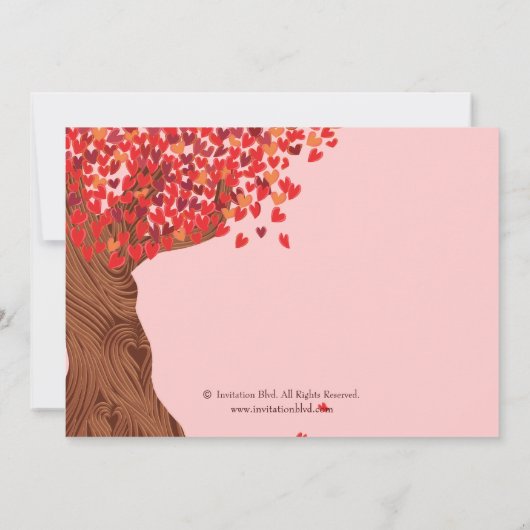 Fallende Herzen Eichenbaum Fall Brautparty Einladung (Rückseite)