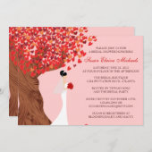 Fallende Herzen Eichenbaum Fall Brautparty Einladung (Vorne/Hinten)