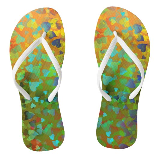 Fallende Herzen Orange Badesandalen (Fußbett)