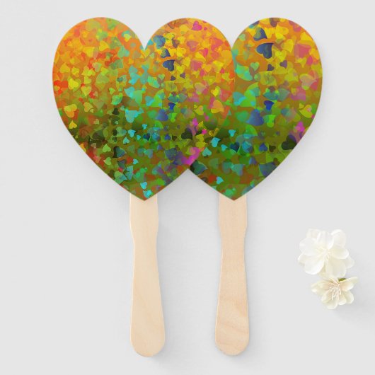 Fallende Herzen Orange Fächer (Vorne und Hinten)