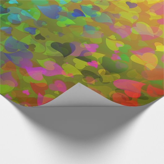 Fallende Herzen Orange Geschenkpapier (Ecke)