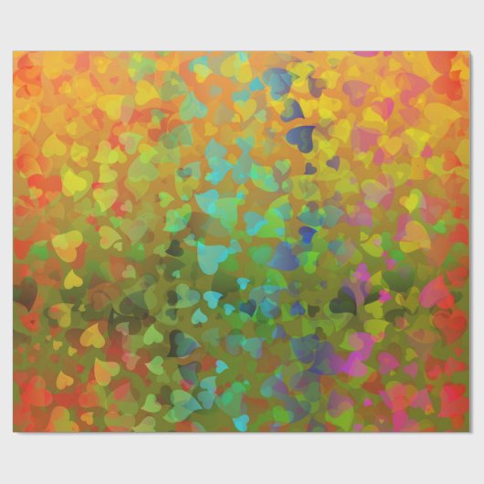 Fallende Herzen Orange Geschenkpapier (Flach)