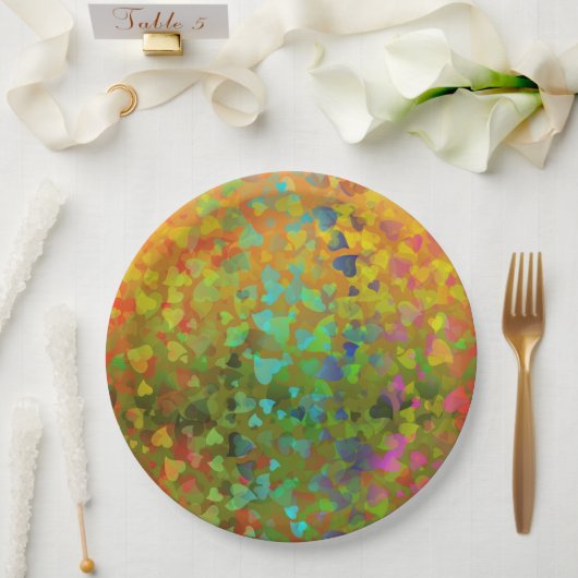 Fallende Herzen Orange Pappteller (Hochzeit)