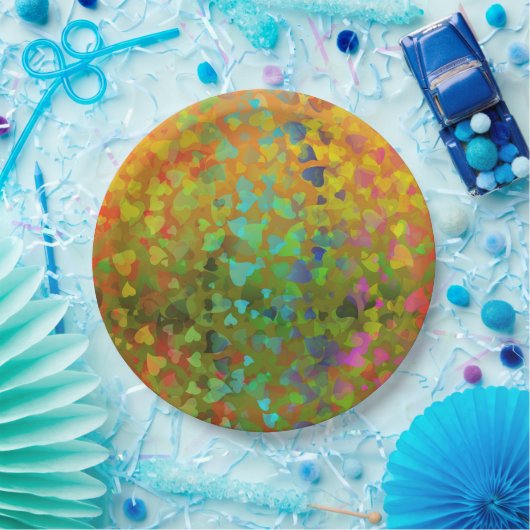 Fallende Herzen Orange Pappteller (Party)