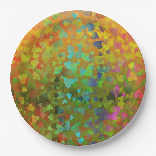 Fallende Herzen Orange Pappteller (Vorderseite)