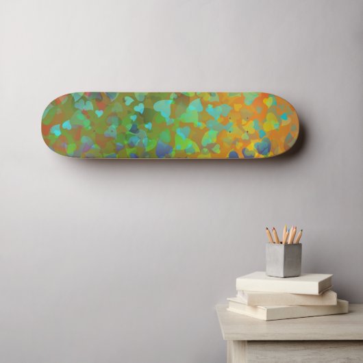 Fallende Herzen Orange Skateboard (Wandkunst (Horz))