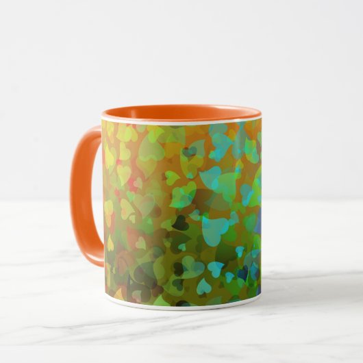 Fallende Herzen Orange Tasse (Vorderseite Links)