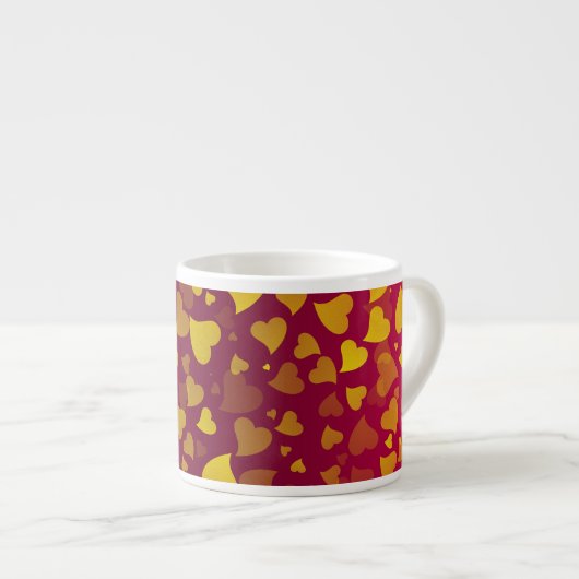 Fallende Herzen Red Gold Espressotasse (Vorderseite Rechts)