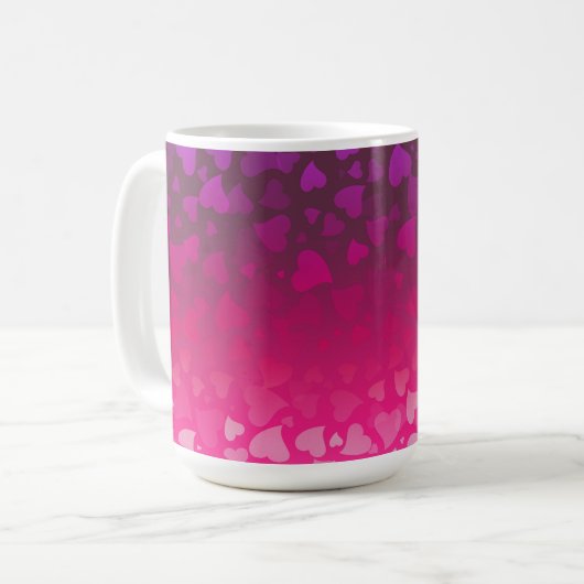 Fallende Herzen Rosa Lila Kaffeetasse (Vorderseite Links)
