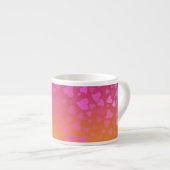 Fallende Herzen Rosa Orange Espressotasse (Vorderseite Rechts)