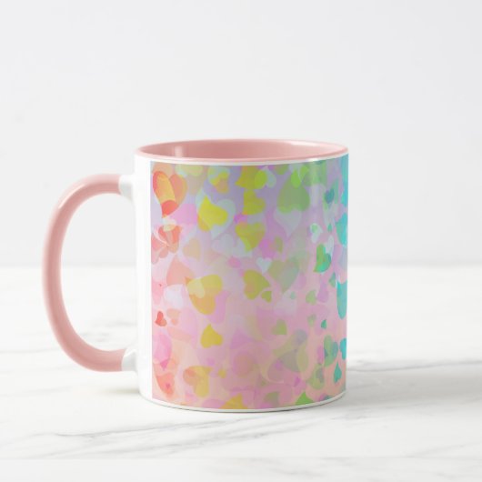 Fallende Herzen rosa Tasse (Links)