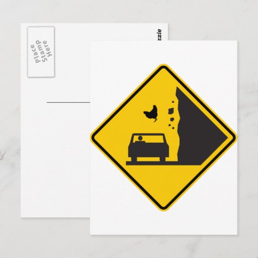 Fallende Hühnerzone Highway-Zeichen Postkarte (Vorne/Hinten)