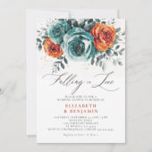 Fallende in der Liebe Aquamarin Orange Wedding Bra Einladung (Vorderseite)