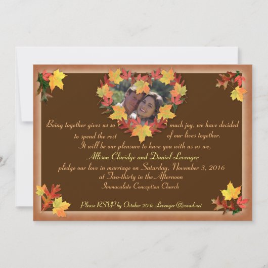 Fallende in der Liebe Einladung zur Hochzeit (Vorderseite)