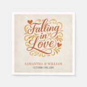 Fallende in der Liebe Moderne Herbsthochzeit Serviette (Vorderseite)