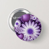 Fallende in Liebe Abstrakte Blume & Herz Fraktal Button (Vorne & Hinten)