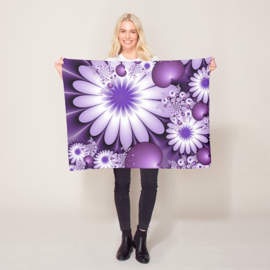 Fallende in Liebe Abstrakte Blume & Herz Fraktal Fleecedecke (Beispiel)