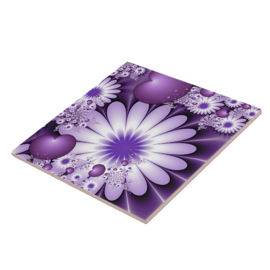 Fallende in Liebe Abstrakte Blume & Herz Fraktal Fliese (Seite)