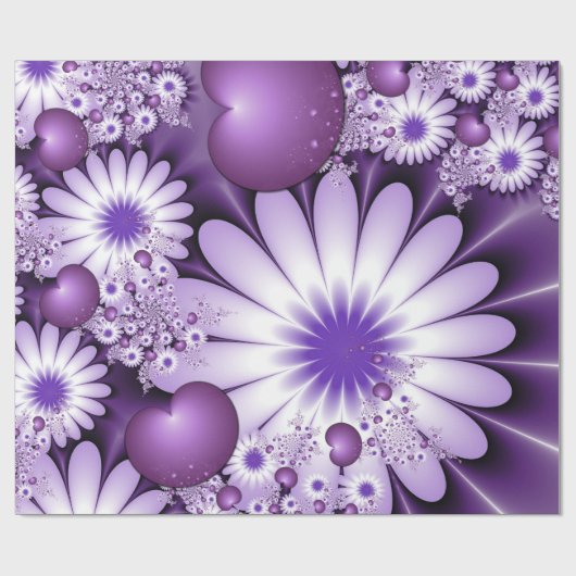 Fallende in Liebe Abstrakte Blume & Herz Fraktal Geschenkpapier (Flach)