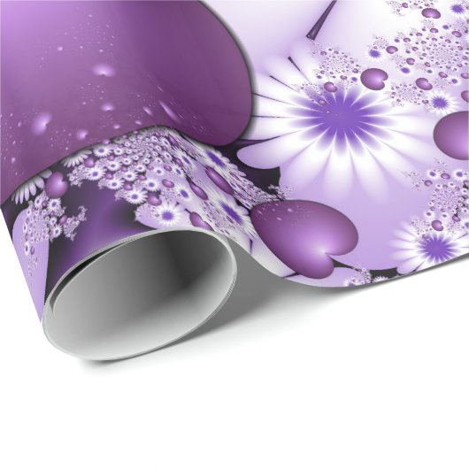 Fallende in Liebe Abstrakte Blume & Herz Fraktal Geschenkpapier (Rolleneckpunkt)