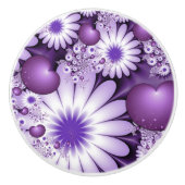 Fallende in Liebe Abstrakte Blume & Herz Fraktal Keramikknauf (Vorderseite)