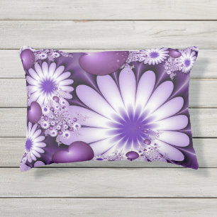 Fallende in Liebe Abstrakte Blume & Herz Fraktal Kissen Für Draußen