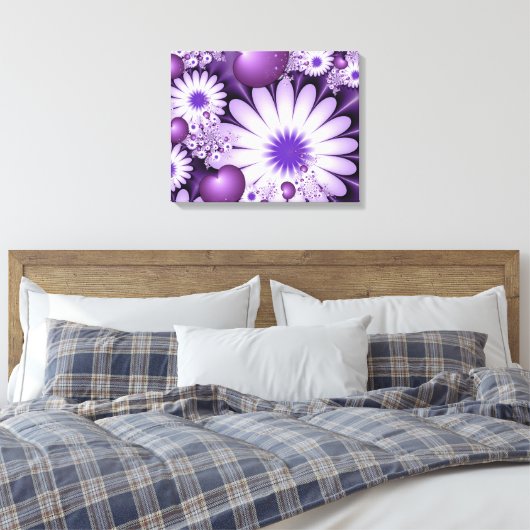 Fallende in Liebe Abstrakte Blume & Herz Fraktal Leinwanddruck (Insitu (Schlafzimmer))