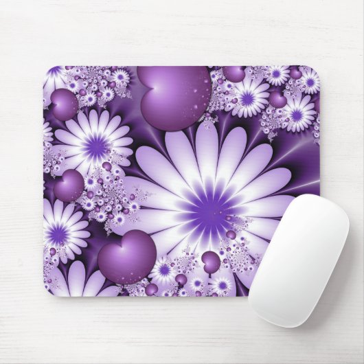 Fallende in Liebe Abstrakte Blume & Herz Fraktal Mousepad (Mit Mouse)